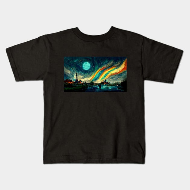 The Sky of Vincent Van Gogh (Day31) Kids T-Shirt by 1st Studio